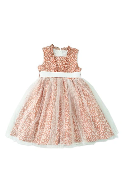 Joe-ella Kids' Floral Dress In Coral