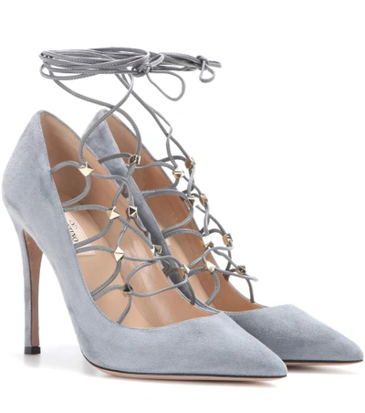 Rockstud Lace-up Suede And Leather Pumps | ModeSens