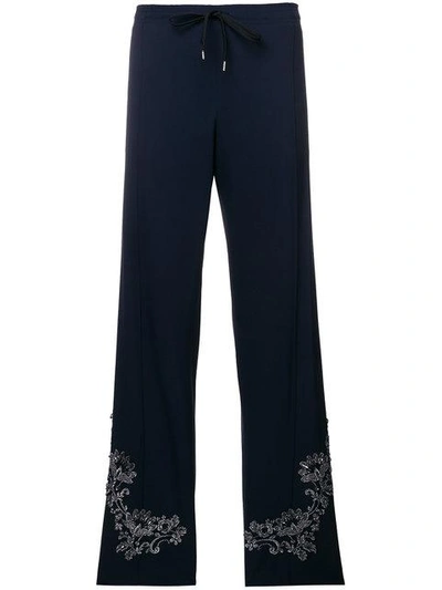 Ermanno Scervino Floral Embroidered Straight Trousers - Blue