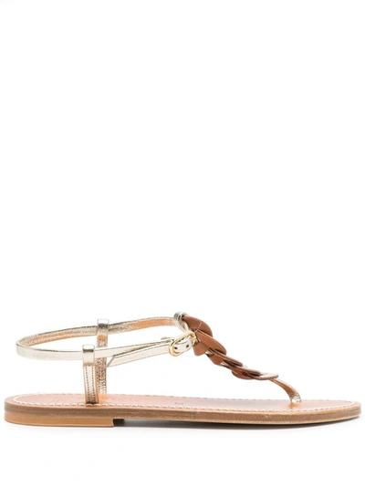 Kjacques Thong-strap Suede Sandals In Golden