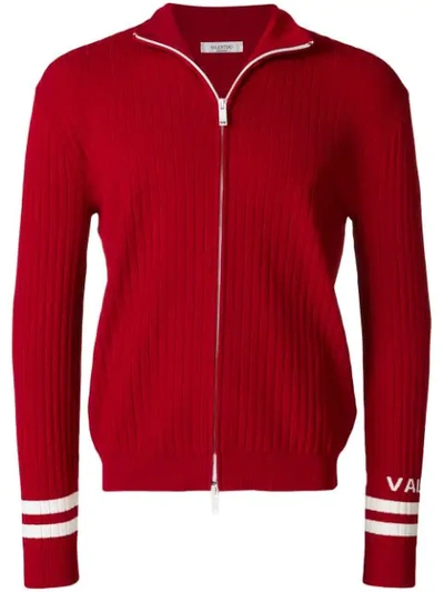 Valentino Red Zipped Cardigan