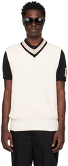 Golden Goose Knitted Vest With Contrasting V-collar In Beige