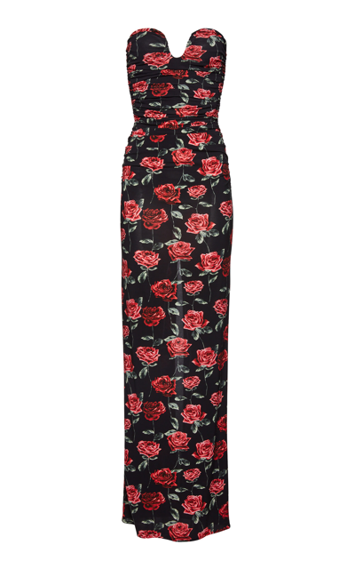 Magda Butrym Strapless Floral Print Gown In Multicolor