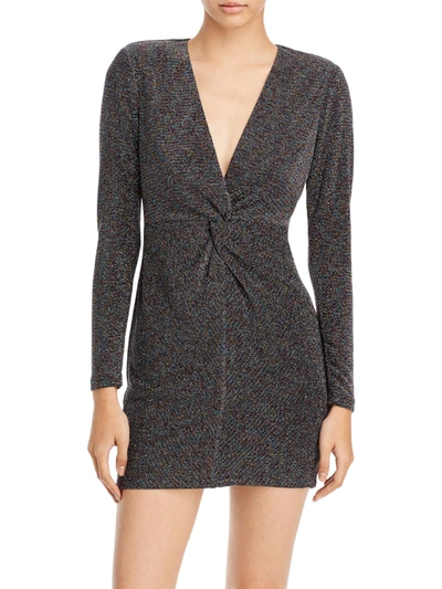 Aqua Rainbow Womens Metallic Short Mini Dress In Grey