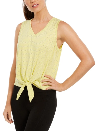 Ideology Womens Striped Tie Front T-shirt In Yellow