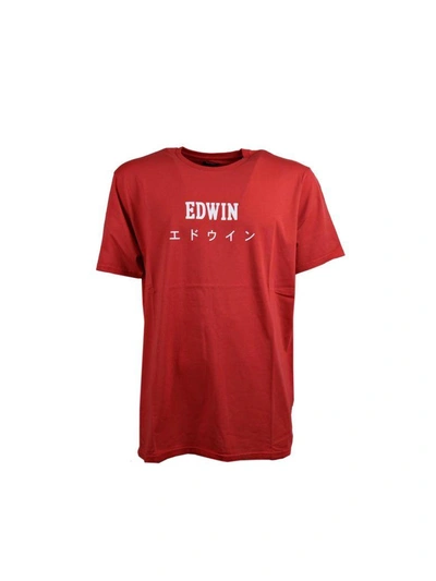 Edwin Branded T-shirt In Red