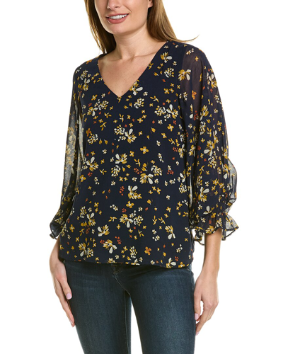 Vince Camuto Wayward Floral Blouse In Blue
