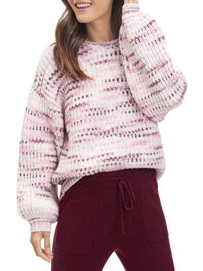 Splendid Womens Space Dye Ballon Slee Pullover Sweater In Pink