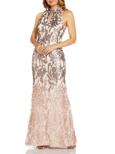 Adrianna Papell Womens Sequined Prom Evening Dress In Pink