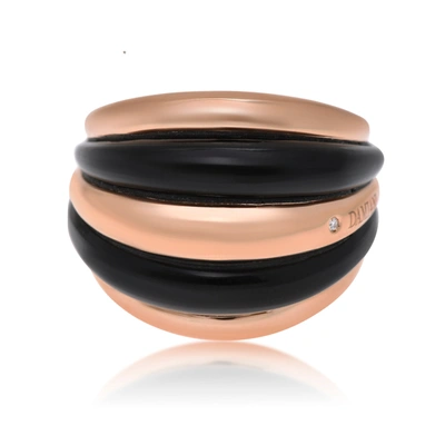 DAMIANI SPICCHI DI LUNA 18K ROSE GOLD DIAMOND AND ONYX RING SZ 6 20076819 