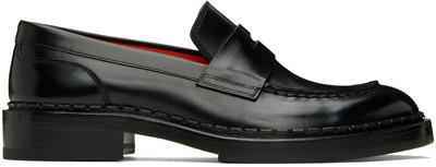 Santoni Black Leather Loafers