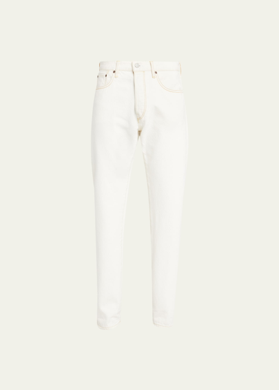 Re/done Men's Faded 50s Denim Straight-leg Jeans In Faded White