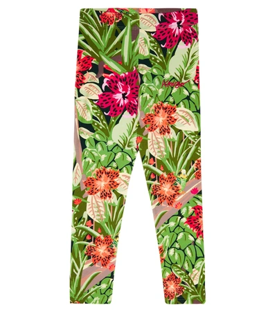 Kenzo Kids' Girls Green Cotton Floral Leggings