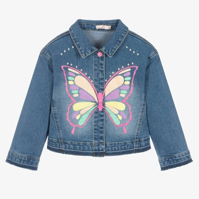 Billieblush Kids' Girls Blue Butterfly Denim Jacket