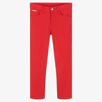 Mayoral Kids' Boys Red Slim Fit Trousers