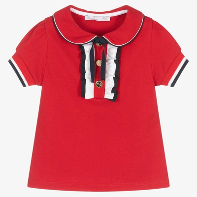 Patachou Babies' Girls Red Cotton Piqué Polo Shirt