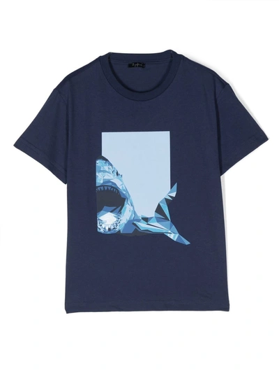 Il Gufo Babies' Boys Blue Shark Print Cotton T-shirt