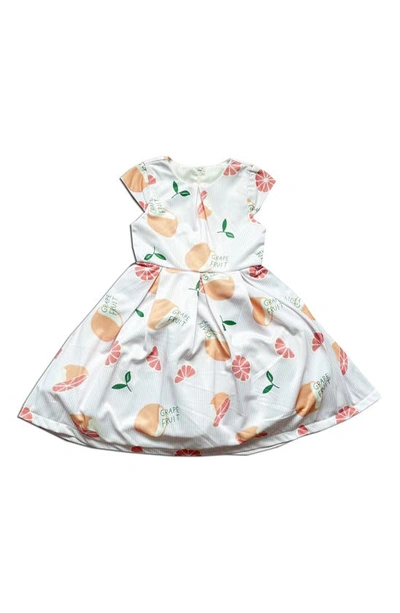 Joe-ella Kids' Grapefruit Tie Waist Dress In White