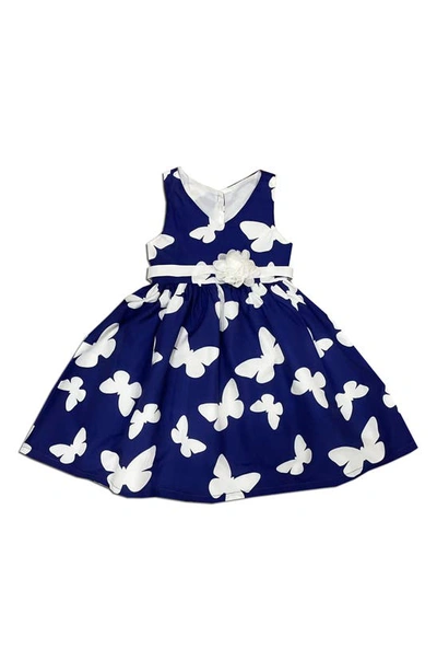 Joe-ella Kids' Butterfly Print Dress In Navy