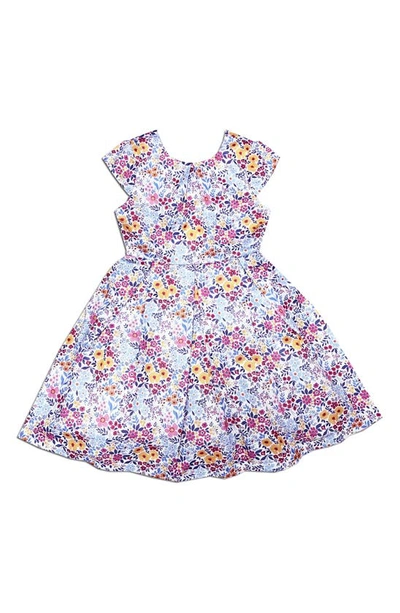 Joe-ella Kids' Floral Cap Sleeve Dress In Blue