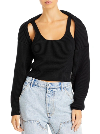 Alexander Wang Integral Shrug Ribbed-knit Sweater In Black