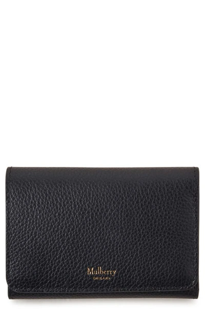 Mulberry Continental Leather Trifold Wallet In Black