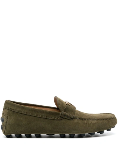 Tod's Gommino Bubble Suede Loafers In Green