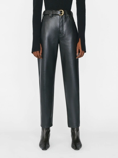 Frame Le High 'n' Tight Recycled Leather-blend Straight Leg Pants In Noir