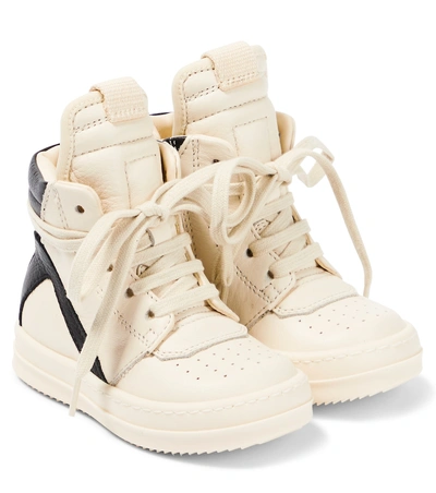 Rick Owens Baby Babygeo Leather Sneakers In White