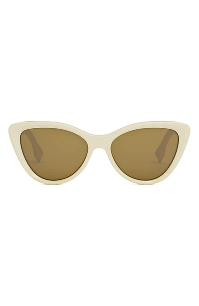 Fendi Logo Acetate Cat-eye Sunglasses In Ivory Brown