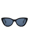 Fendi Logo Acetate Cat-eye Sunglasses In Shiny Black Blue