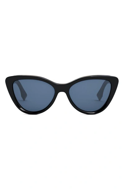 Fendi Logo Acetate Cat-eye Sunglasses In Shiny Black Blue