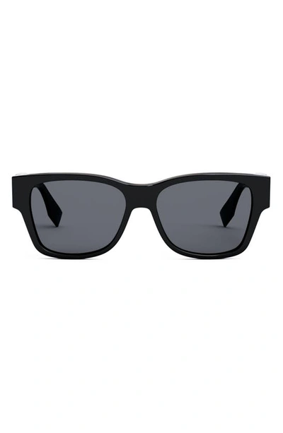 Fendi Embellished O'clock Logo Acetate Rectangle Sunglasses In Shiny Black