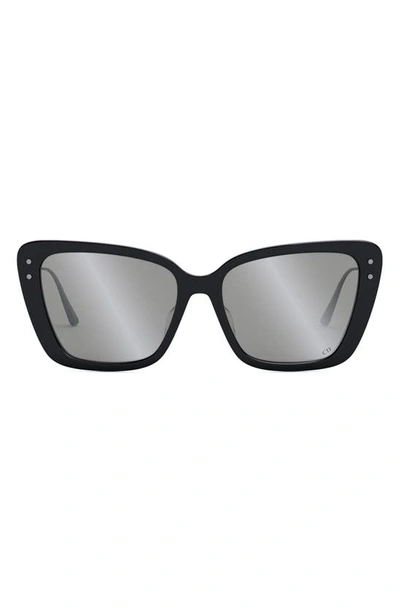 Dior Miss B5f 56mm Butterfly Sunglasses In Shiny Black / Smoke Mirror