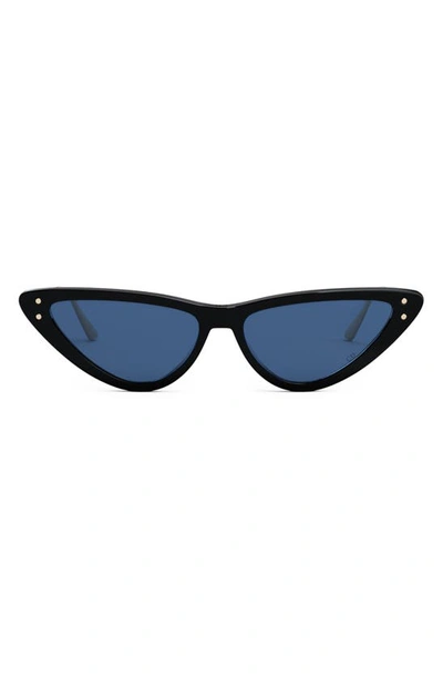 Dior Miss Cat-eye Acetate And Gold-tone Sunglasses In Shiny Black  / Blue
