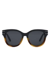Dior Signature B6f Rounded Acetate Butterfly Sunglasses In Shiny Black