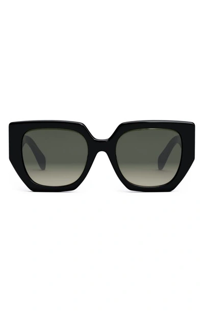 Celine Triomphe Logo Acetate Butterfly Sunglasses In Shiny Black Grad