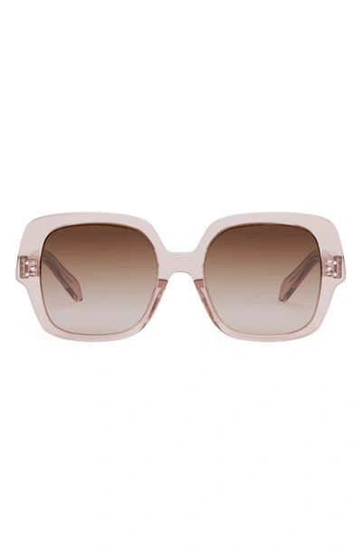 Celine Square Acetate Sunglasses In Shiny Pink / Gradient Brown