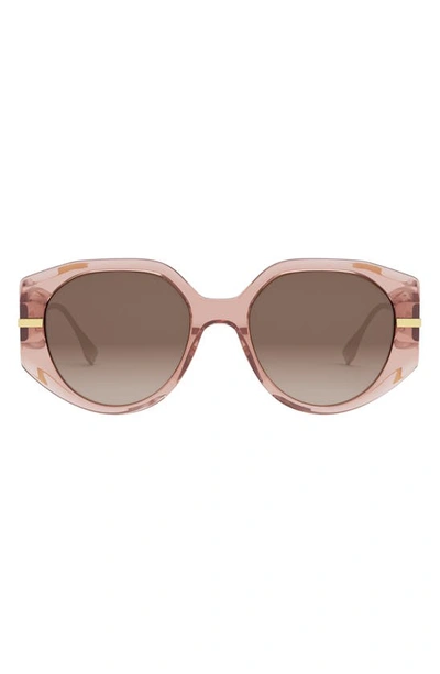 Fendi Graphy Round Acetate Sunglasses In Shiny Pink
