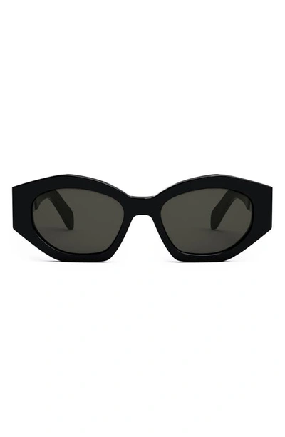 Celine Triomphe Logo Acetate Cat-eye Sunglasses In Shiny Black