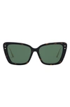 Dior Miss B5f 56mm Butterfly Sunglasses In Dark Havana Green