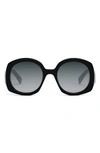 Celine Vintage-inspired Round Acetate Sunglasses In Shiny Black