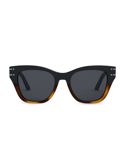 Dior Signature B4i Havana Acetate Butterfly Sunglasses In Shiny Black