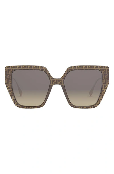 Fendi Baguette 55mm Gradient Butterfly Sunglasses In Dark Brownother G