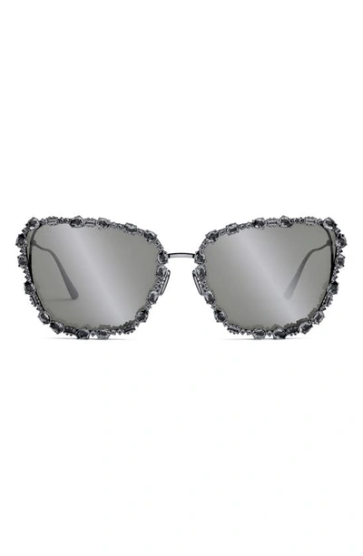 Dior Miss B2u Crystal-embellished Metal Butterfly Sunglasses In Shiny Gunmetal
