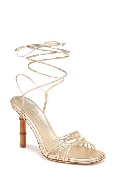Veronica Beard Cabot Strappy Metallic Ankle-wrap Sandals In Gold