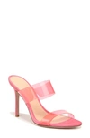 Veronica Beard Asha Transparent Dual-band Slide Sandals In Coral