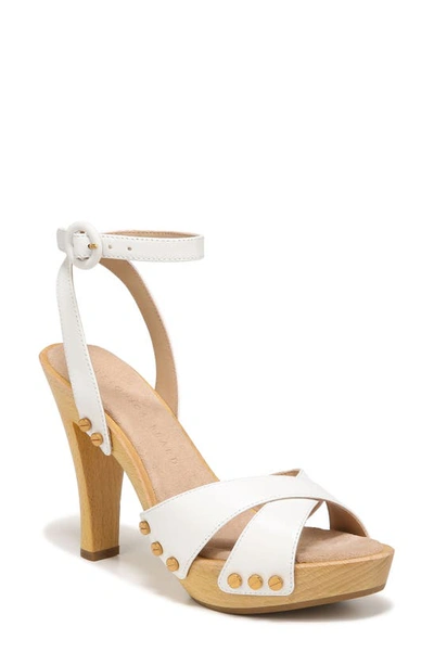 Veronica Beard Lamont Leather Crisscross Clog Sandals In Coconut