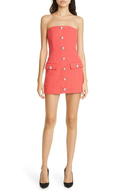 Veronica Beard Aster Tweed Minidress In Watermelon