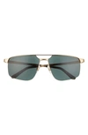 Cartier Men's Santos Evolution 60mm Platinum-plated Navigator Sunglasses In Gold/green Solid